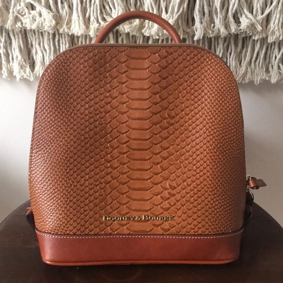 Dooney & Bourke Handbags - Dooney & Bourke Brown Reptile Skin Backpack